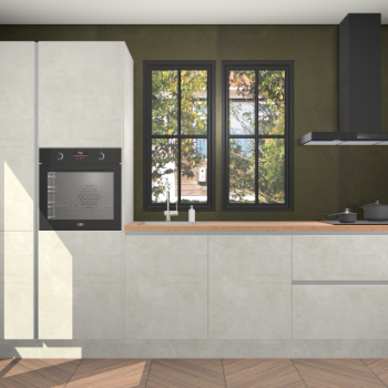 Beton opaal greeploze keuken Brussel 28820
