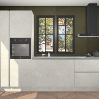 Beton opaal greeploze keuken Brussel 28826