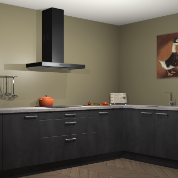 Beton zwarte keuken Canberra 28916