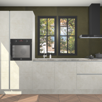 Beton opaal greeploze keuken Brussel 28838