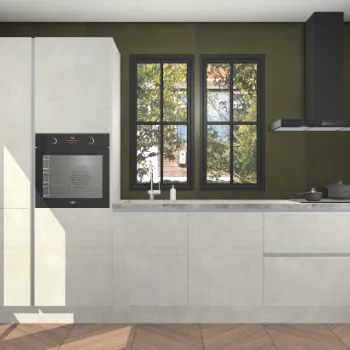 Beton opaal greeploze keuken Brussel 28838