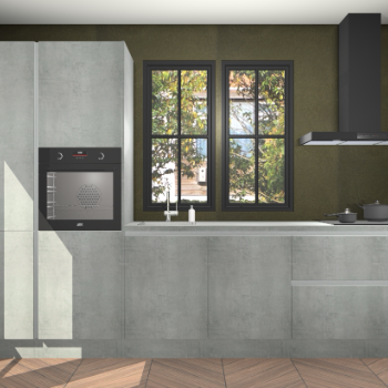 Beton parelgrijze greeploze keuken Brussel 28936