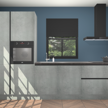 Beton parelgrijze greeploze keuken Brussel 28947