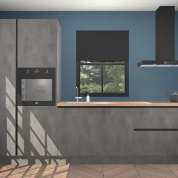 Beton antraciet greeploze keuken Brussel 28977