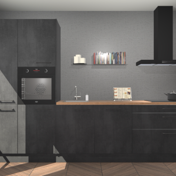 Beton zwarte keuken Brussel 29077