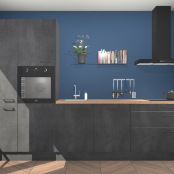 Beton zwarte keuken Brussel 29078