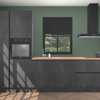 Beton zwarte greeploze keuken Brussel 29079