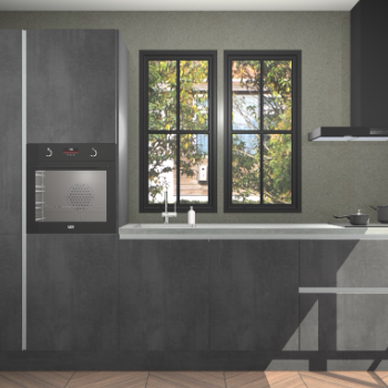 Beton zwarte greeploze keuken Brussel 29082