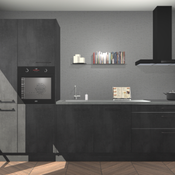 Beton zwarte keuken Brussel 29083