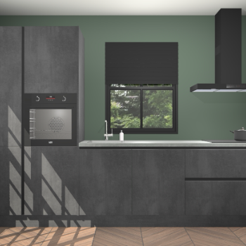 Beton zwarte greeploze keuken Brussel 29085