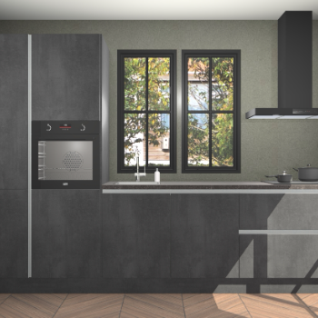 Beton zwarte greeploze keuken Brussel 29088