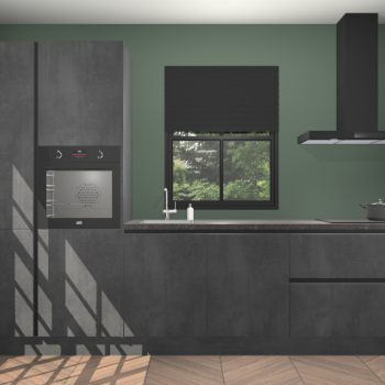 Beton zwarte greeploze keuken Brussel 29091