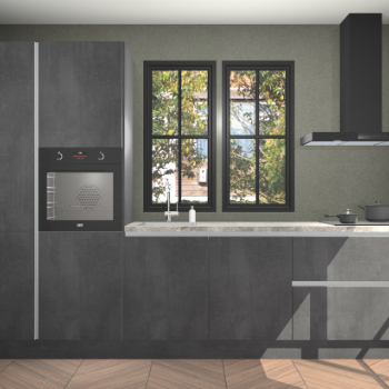 Beton zwarte greeploze keuken Brussel 29094