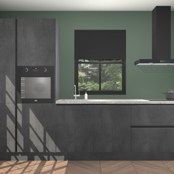 Beton zwarte greeploze keuken Brussel 29103