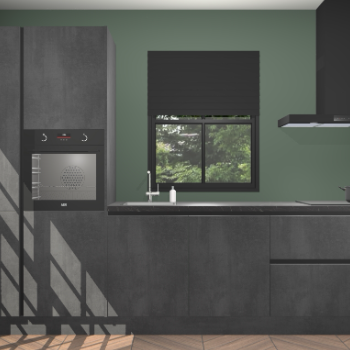 Beton zwarte greeploze keuken Brussel 29109