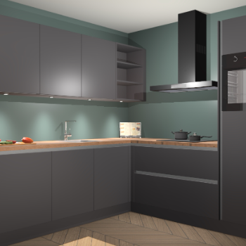 Onyxgrijze greeploze keuken Luanda 29258