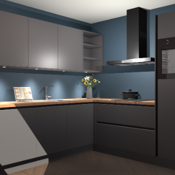 Onyxgrijze greeploze keuken Luanda 29261