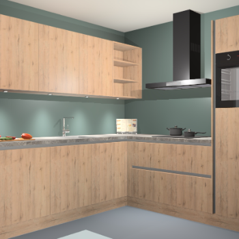 Madera natuur greeploze keuken Luanda 29396