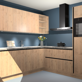 Madera natuur greeploze keuken Luanda 29399