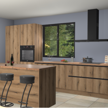 Gouden eiken greeploze keuken Bonaire 29512