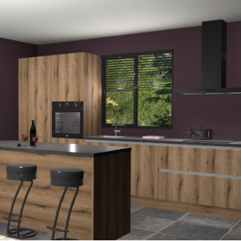 Gouden eiken greeploze keuken Bonaire 29522