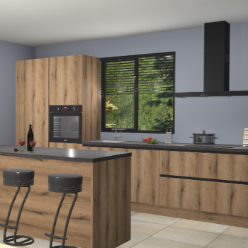 Gouden eiken greeploze keuken Bonaire 29525