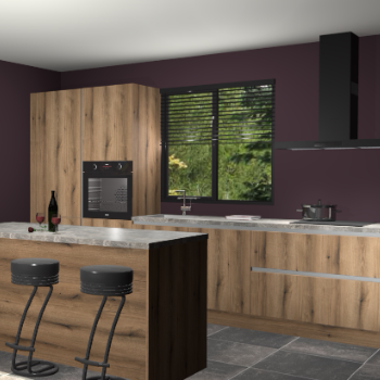 Gouden eiken greeploze keuken Bonaire 29528