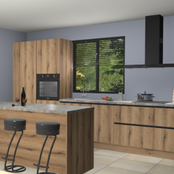 Gouden eiken greeploze keuken Bonaire 29531