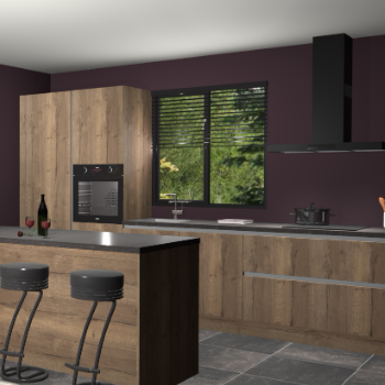 Chocolade eiken greeploze keuken Bonaire 29599