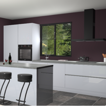 Sneeuwwitte hoogglans greeploze keuken Bonaire 29700