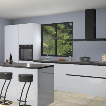 Sneeuwwitte hoogglans greeploze keuken Bonaire 29709