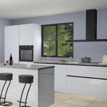 Sneeuwwitte hoogglans greeploze keuken Bonaire 29715