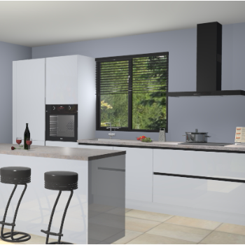 Sneeuwwitte hoogglans greeploze keuken Bonaire 29721