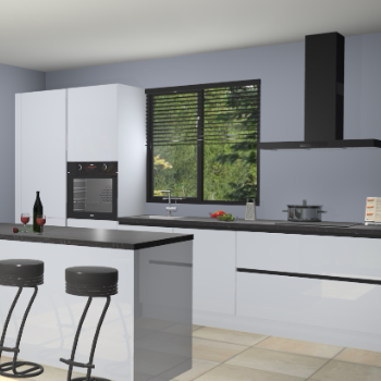 Sneeuwwitte hoogglans greeploze keuken Bonaire 29727