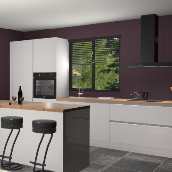 Zijdegrijze hoogglans greeploze keuken Bonaire 29773