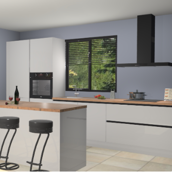 Zijdegrijze hoogglans greeploze keuken Bonaire 29776