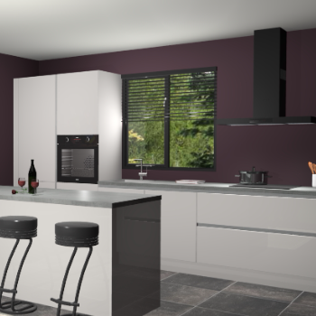 Zijdegrijze hoogglans greeploze keuken Bonaire 29779