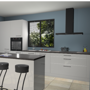 Zijdegrijze hoogglans keuken Bonaire 29786