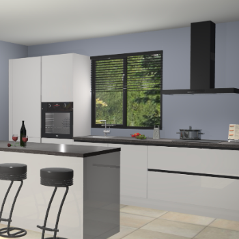 Zijdegrijze hoogglans greeploze keuken Bonaire 29788