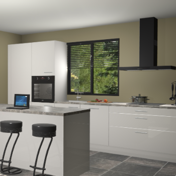 Zijdegrijze hoogglans keuken Bonaire 29789