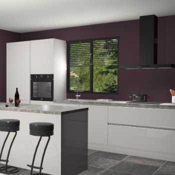 Zijdegrijze hoogglans greeploze keuken Bonaire 29791