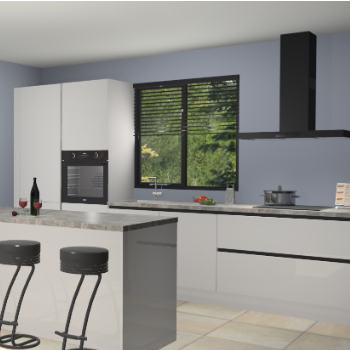 Zijdegrijze hoogglans greeploze keuken Bonaire 29794