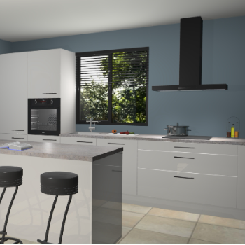 Zijdegrijze hoogglans keuken Bonaire 29798