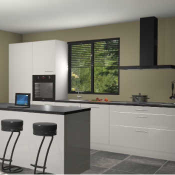 Zijdegrijze hoogglans keuken Bonaire 29801