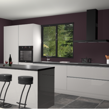 Zijdegrijze hoogglans greeploze keuken Bonaire 29803