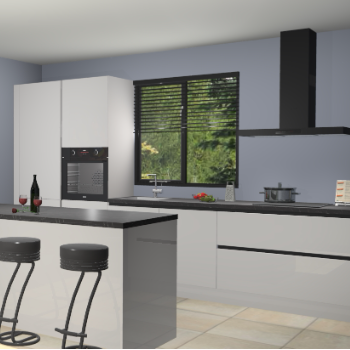 Zijdegrijze hoogglans greeploze keuken Bonaire 29806