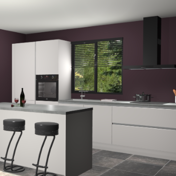 Zijdegrijze greeploze keuken Bonaire 30092