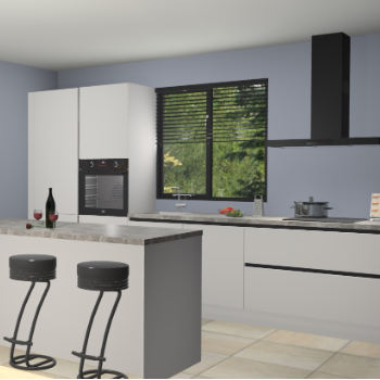 Zijdegrijze greeploze keuken Bonaire 30107