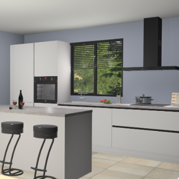 Zijdegrijze greeploze keuken Bonaire 30113