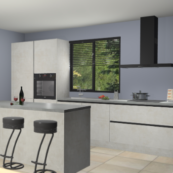 Beton opaal greeploze keuken Bonaire 30496